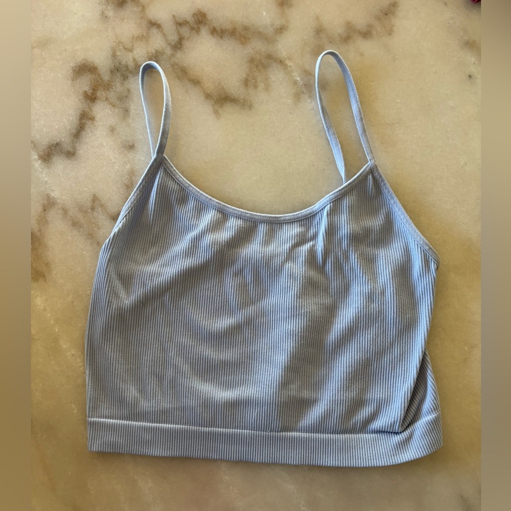 Light Blue Ribbed Crop Top